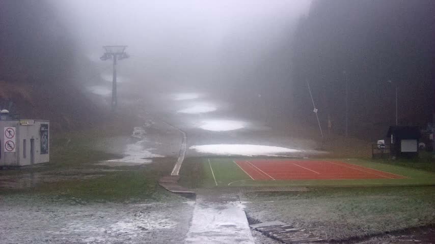 A monochromatic image displays a heavily textured, mottled grey surface with subtle variations in tone.