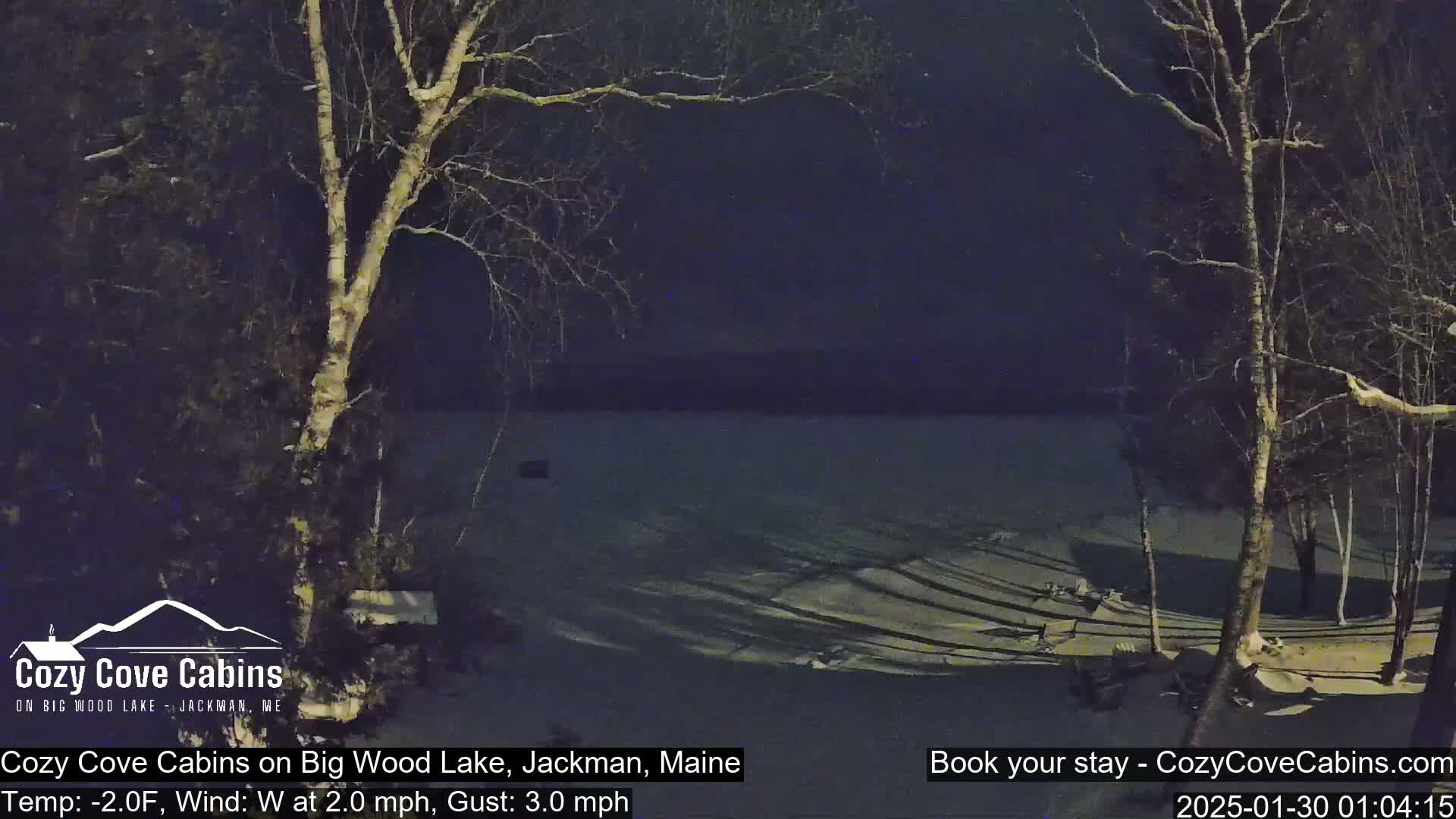 Cozy Cove Cabins, Wood Pond Live Cam - Jackman, Maine,  USA
