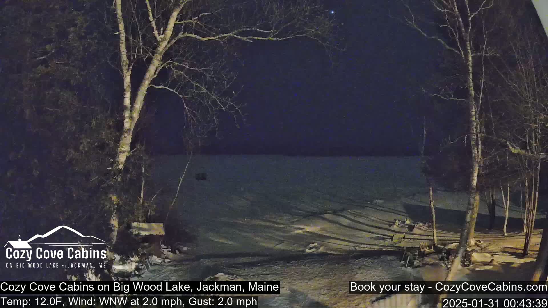 Cozy Cove Cabins, Wood Pond Live Cam - Jackman, Maine,  USA