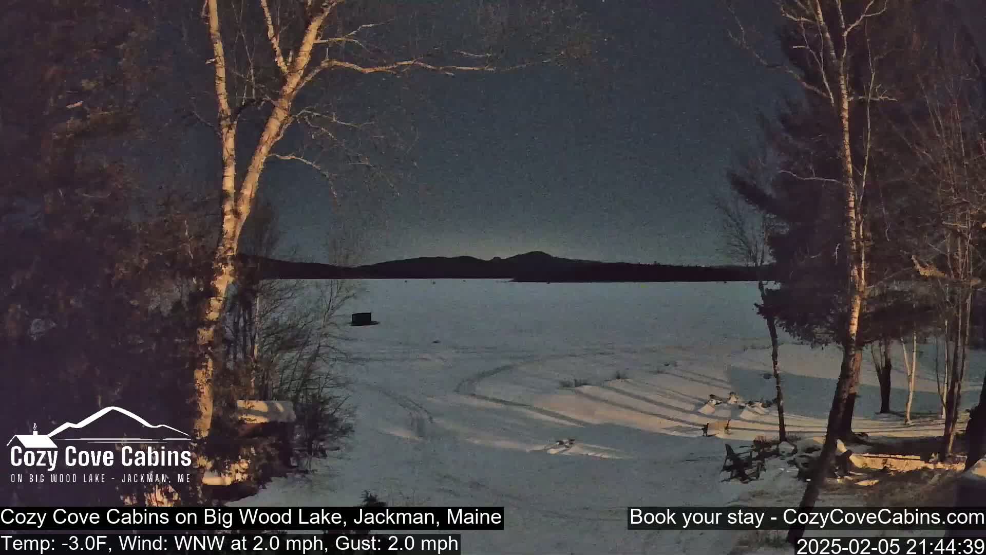 Cozy Cove Cabins, Wood Pond Live Cam - Jackman, Maine,  USA