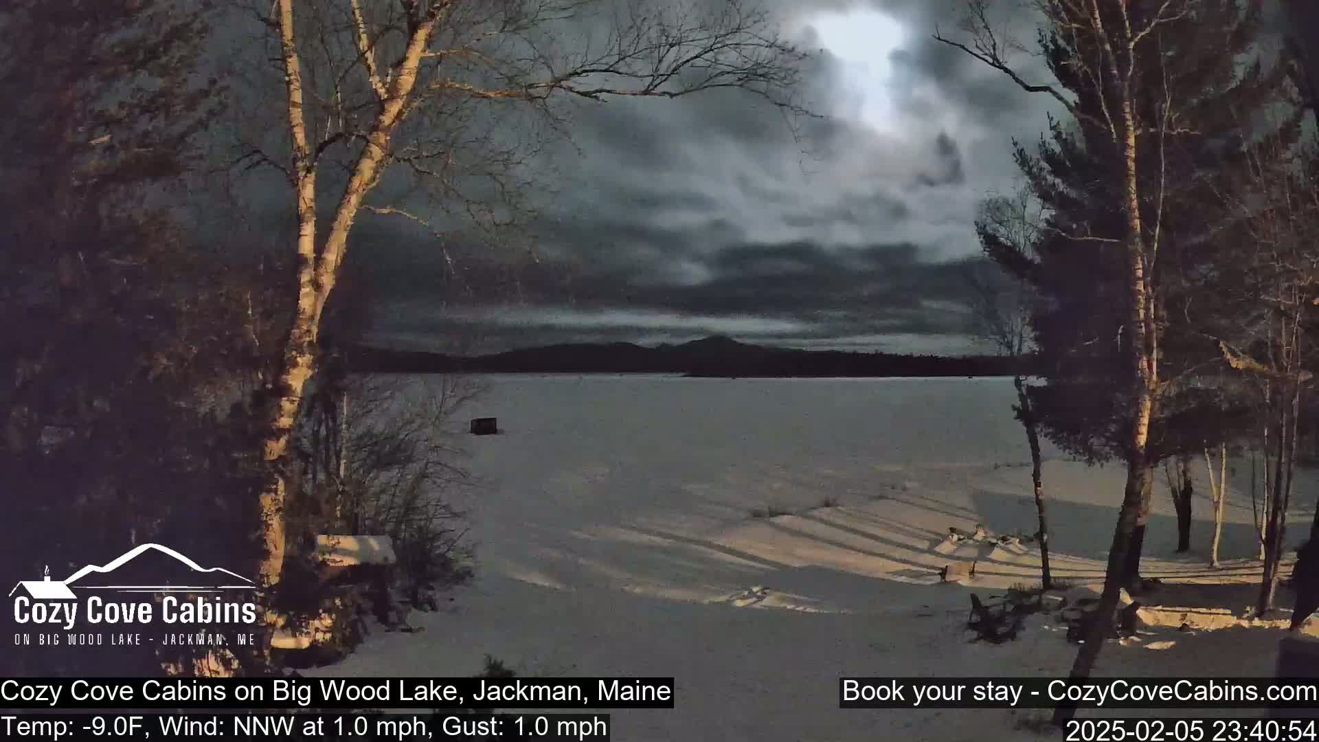 Cozy Cove Cabins, Wood Pond Live Cam - Jackman, Maine,  USA