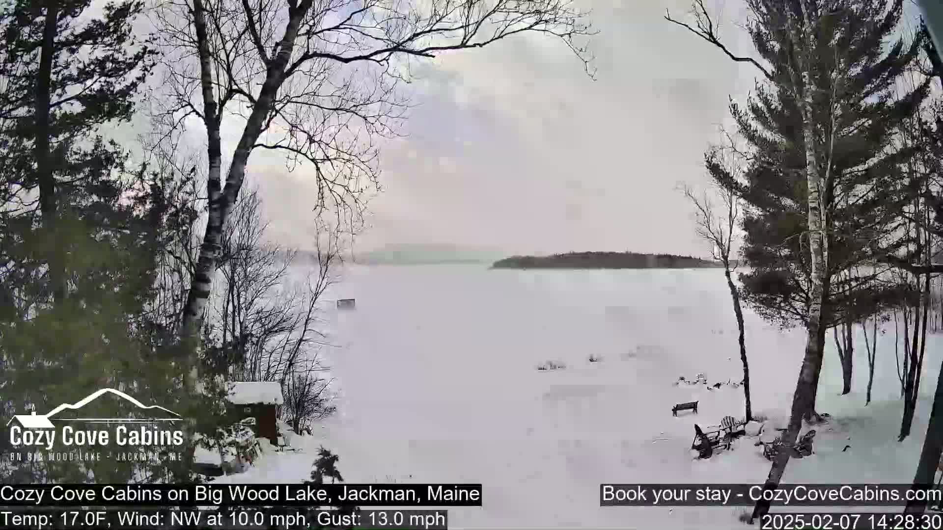 Cozy Cove Cabins, Wood Pond Live Cam - Jackman, Maine,  USA