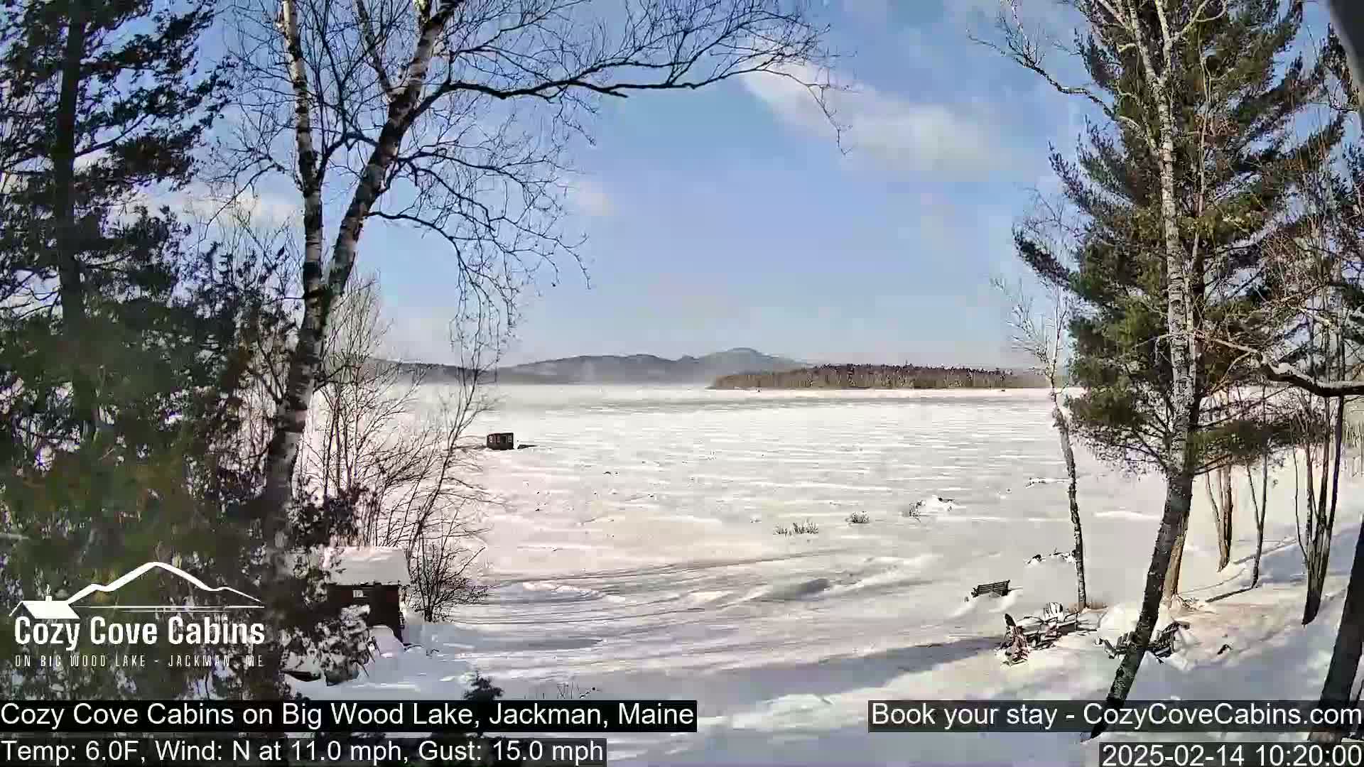 Cozy Cove Cabins, Wood Pond Live Cam - Jackman, Maine,  USA
