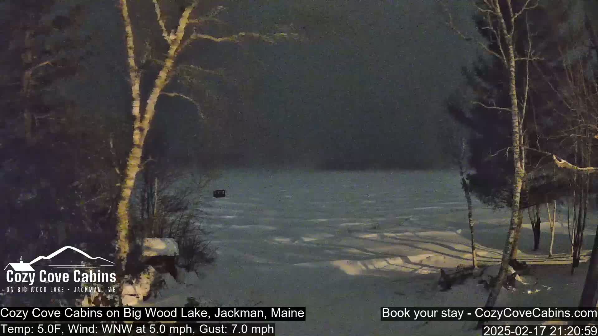 Cozy Cove Cabins, Wood Pond Live Cam - Jackman, Maine,  USA