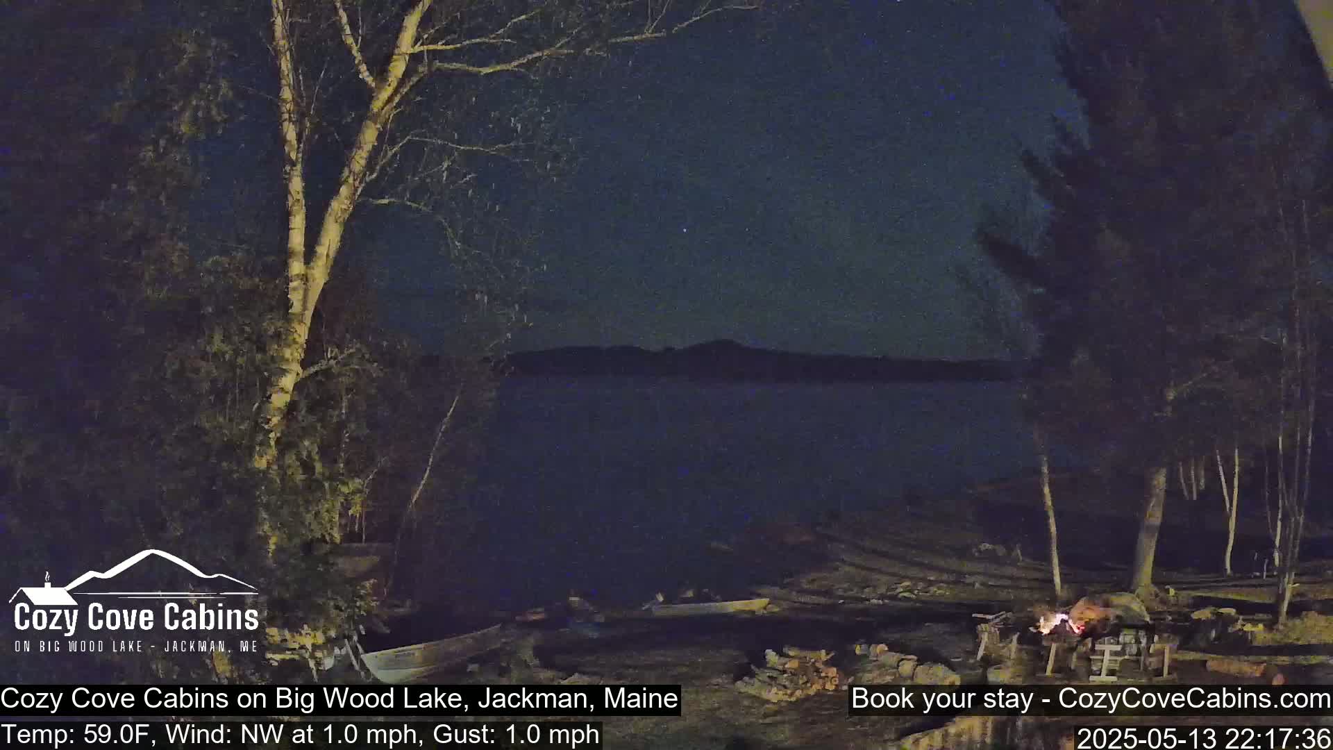 Cozy Cove Cabins, Wood Pond Live Cam - Jackman, Maine,  USA