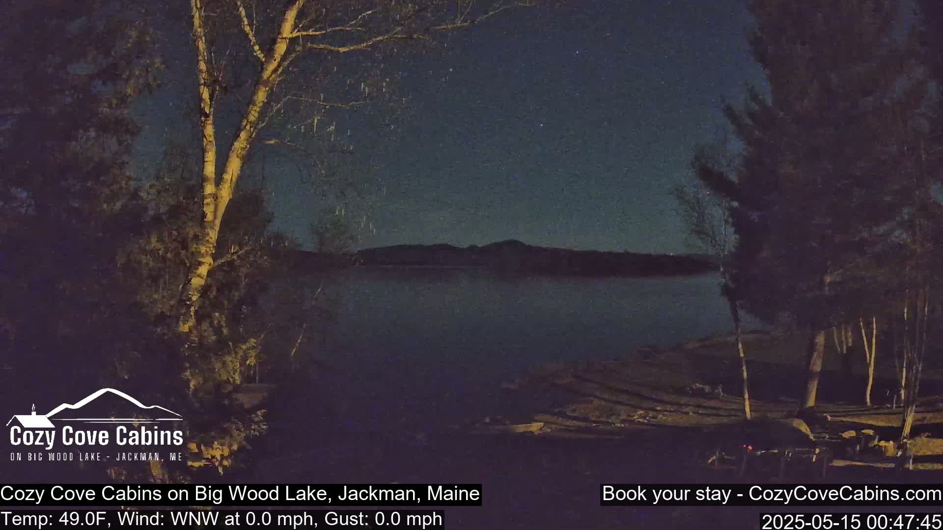 Cozy Cove Cabins, Wood Pond Live Cam - Jackman, Maine,  USA