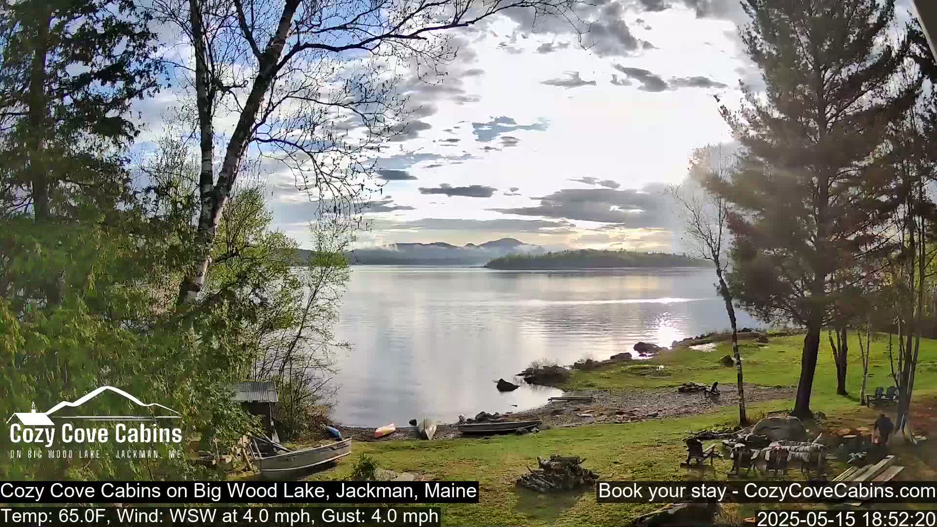 Cozy Cove Cabins, Wood Pond Live Cam - Jackman, Maine,  USA