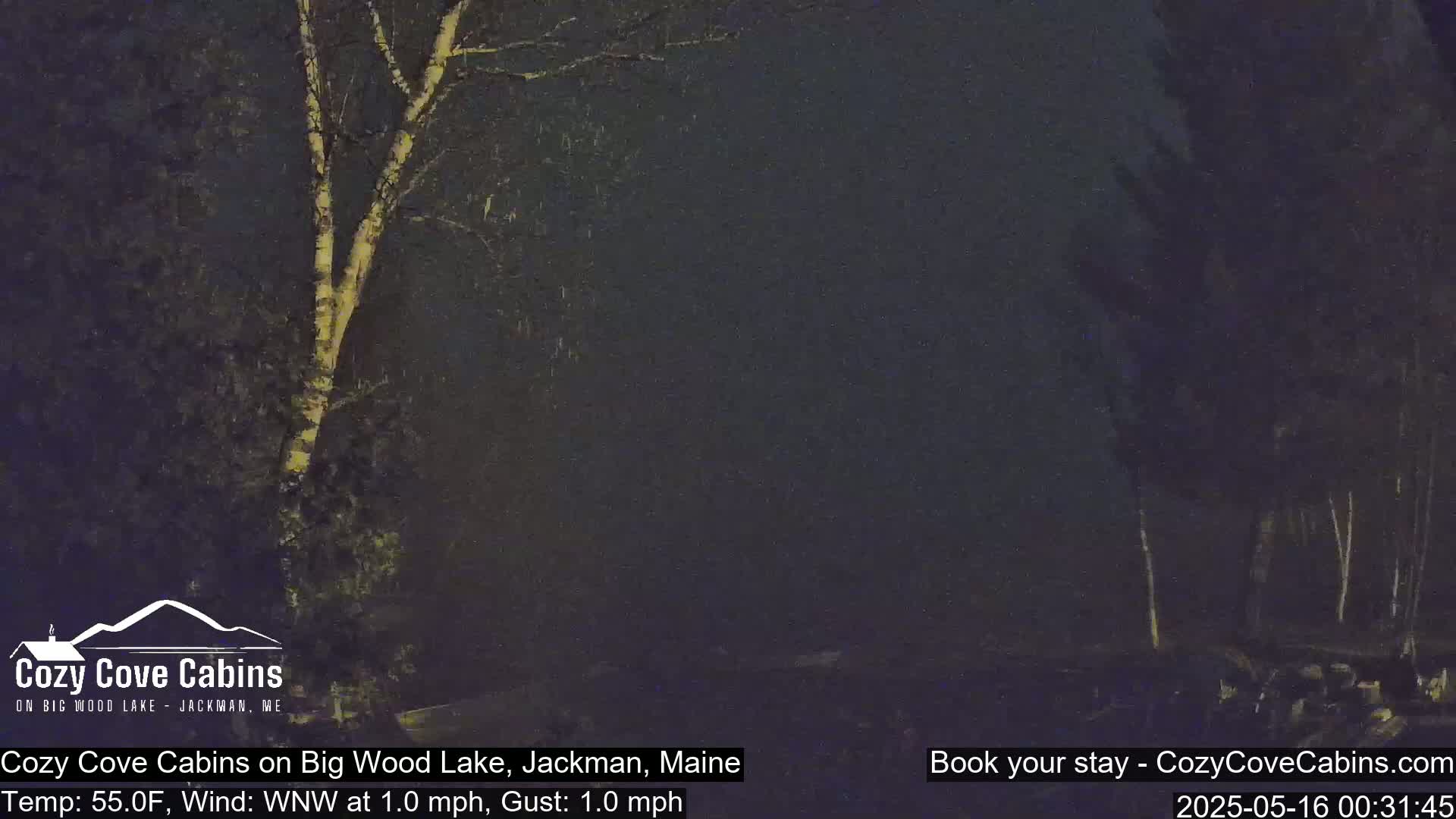 Cozy Cove Cabins, Wood Pond Live Cam - Jackman, Maine,  USA