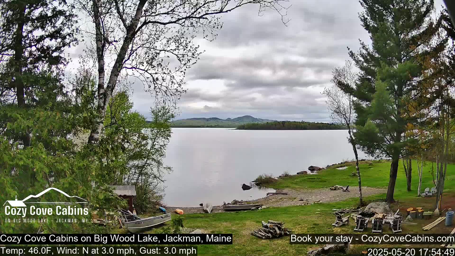 Cozy Cove Cabins, Wood Pond Live Cam - Jackman, Maine,  USA