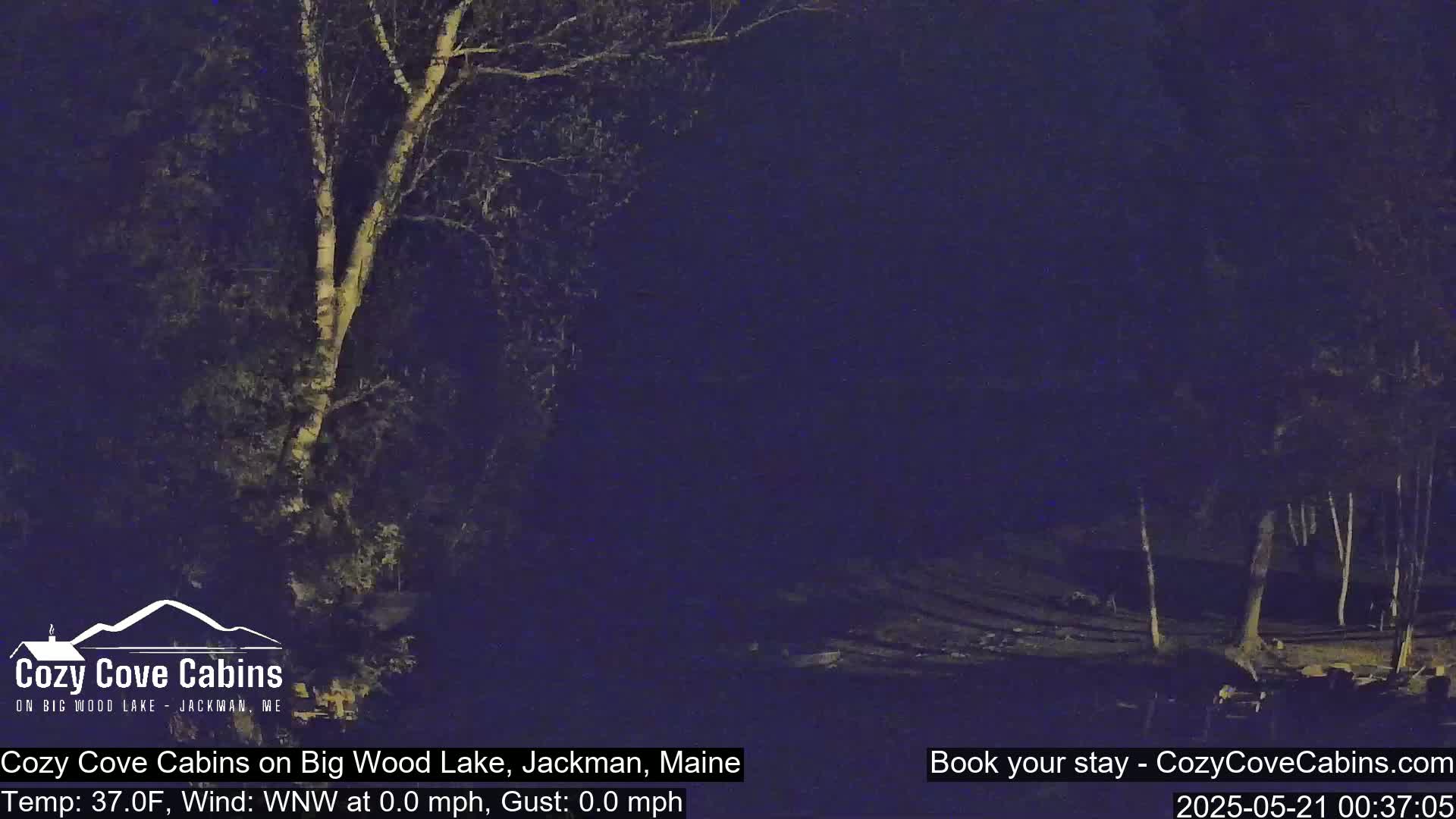 Cozy Cove Cabins, Wood Pond Live Cam - Jackman, Maine,  USA