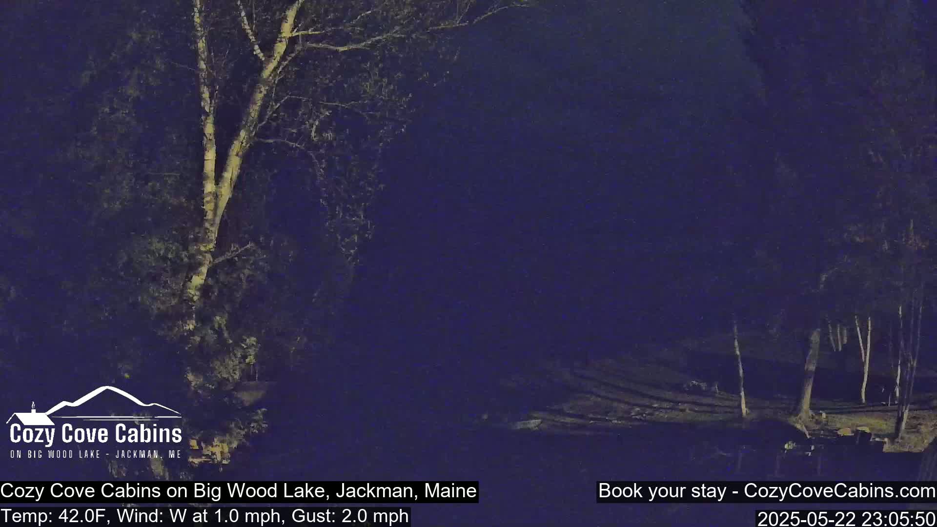 Cozy Cove Cabins, Wood Pond Live Cam - Jackman, Maine,  USA