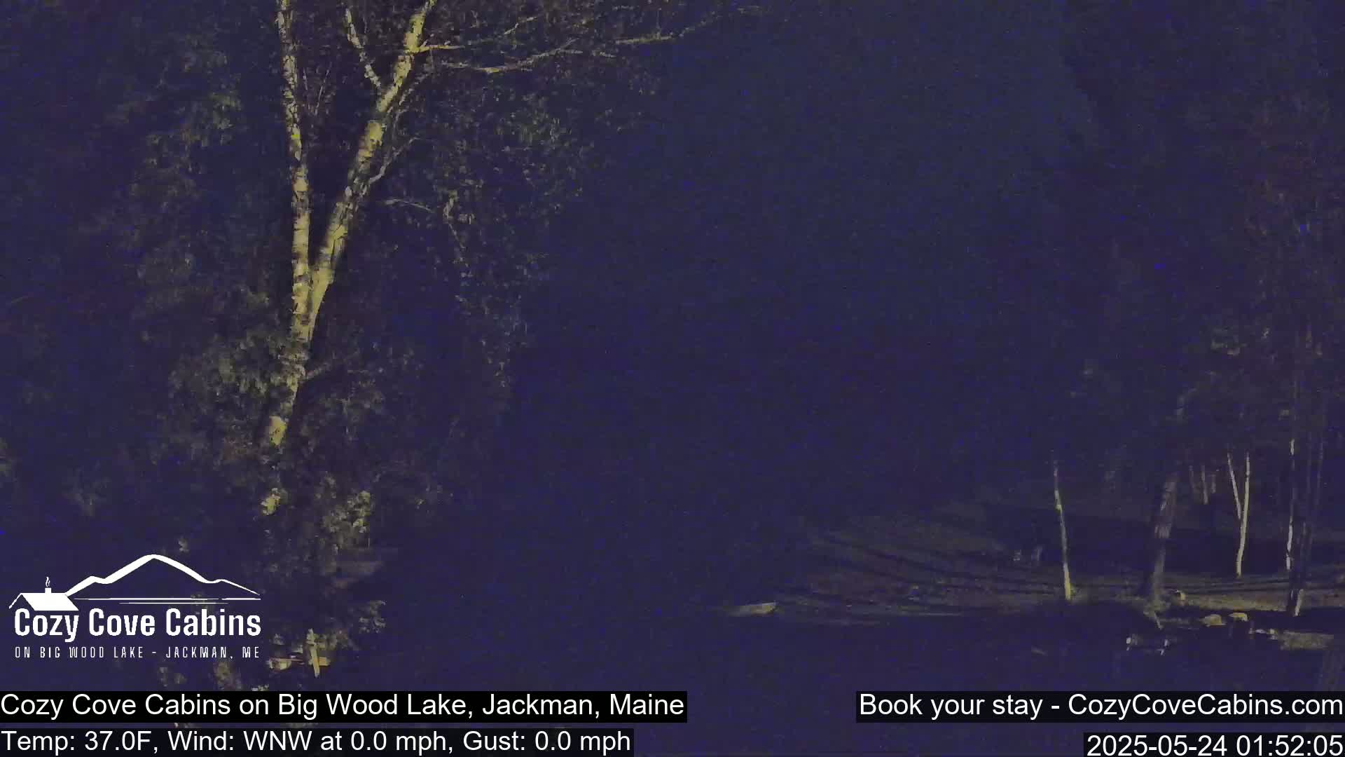 Cozy Cove Cabins, Wood Pond Live Cam - Jackman, Maine,  USA