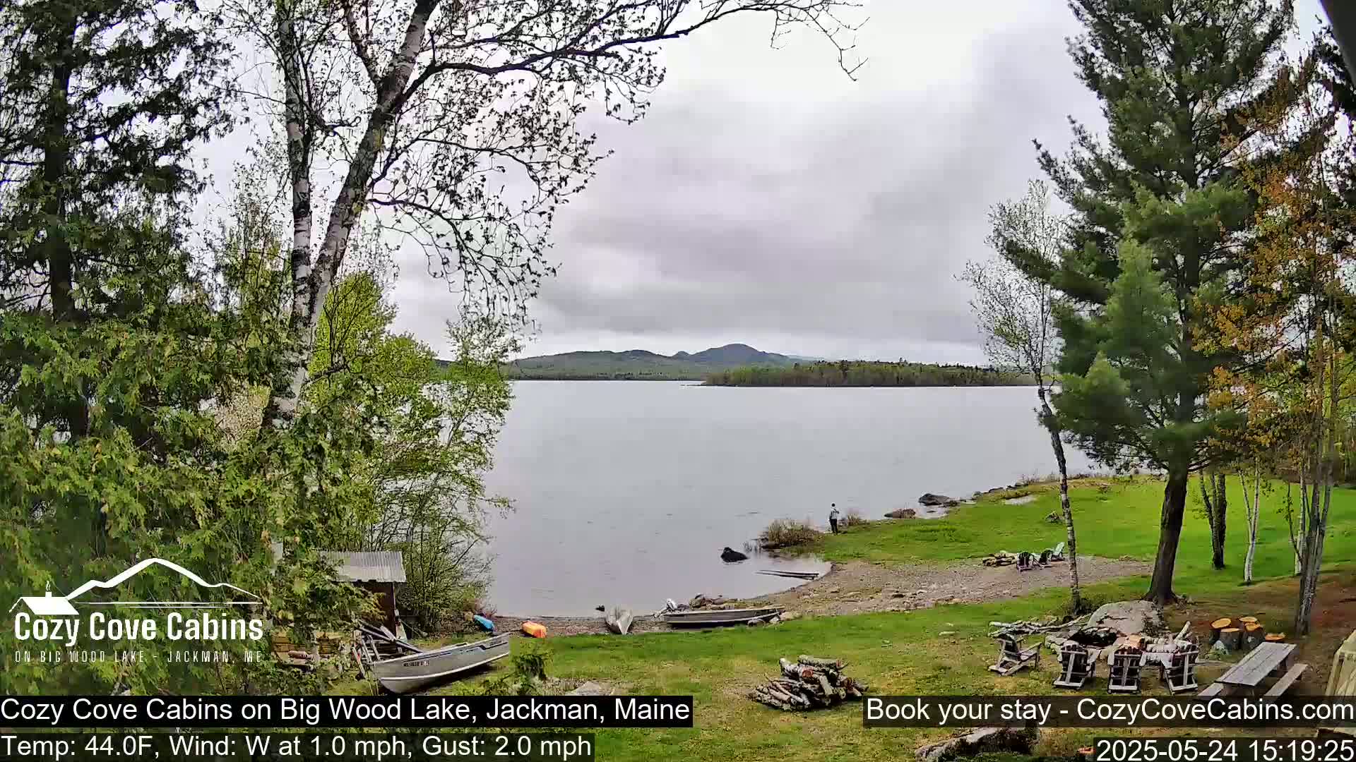 Cozy Cove Cabins, Wood Pond Live Cam - Jackman, Maine,  USA
