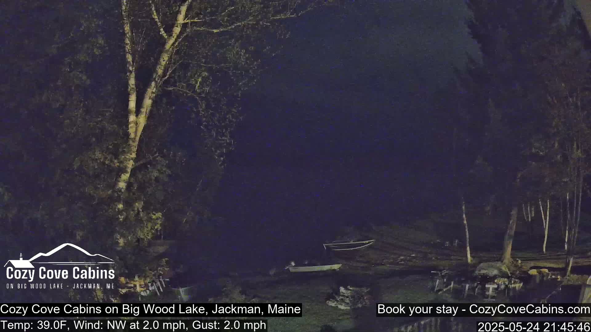 Cozy Cove Cabins, Wood Pond Live Cam - Jackman, Maine,  USA