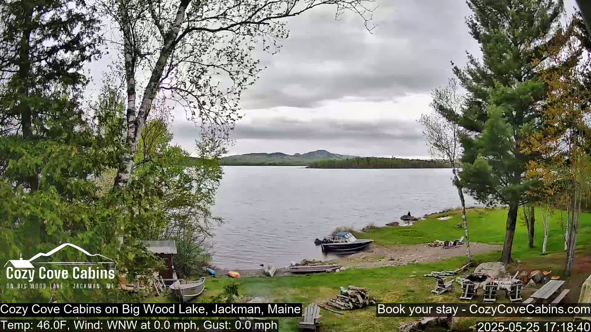 Cozy Cove Cabins, Wood Pond Live Cam - Jackman, Maine,  USA