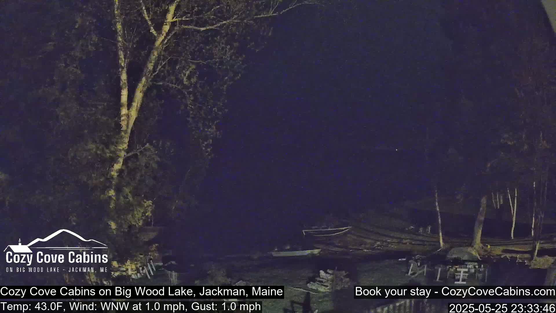 Cozy Cove Cabins, Wood Pond Live Cam - Jackman, Maine,  USA