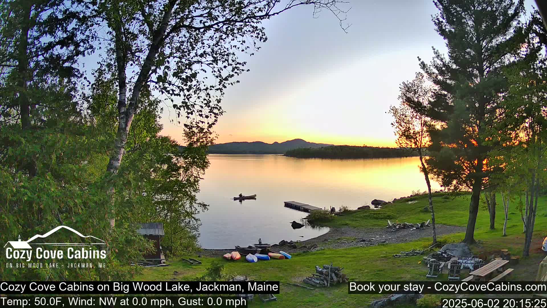 Cozy Cove Cabins, Wood Pond Live Cam - Jackman, Maine,  USA
