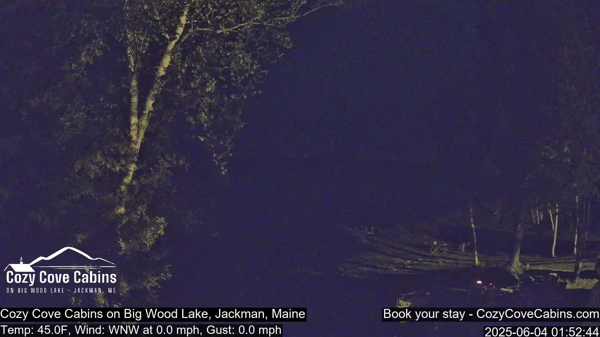 Cozy Cove Cabins, Wood Pond Live Cam - Jackman, Maine,  USA