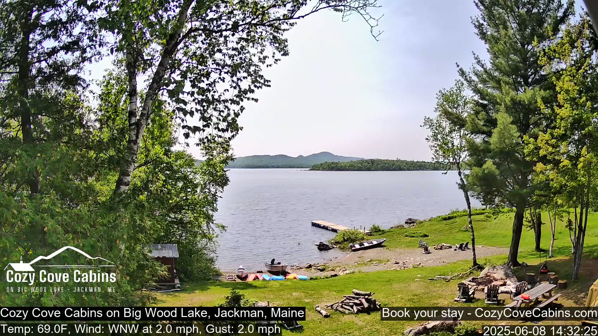Cozy Cove Cabins, Wood Pond Live Cam - Jackman, Maine,  USA