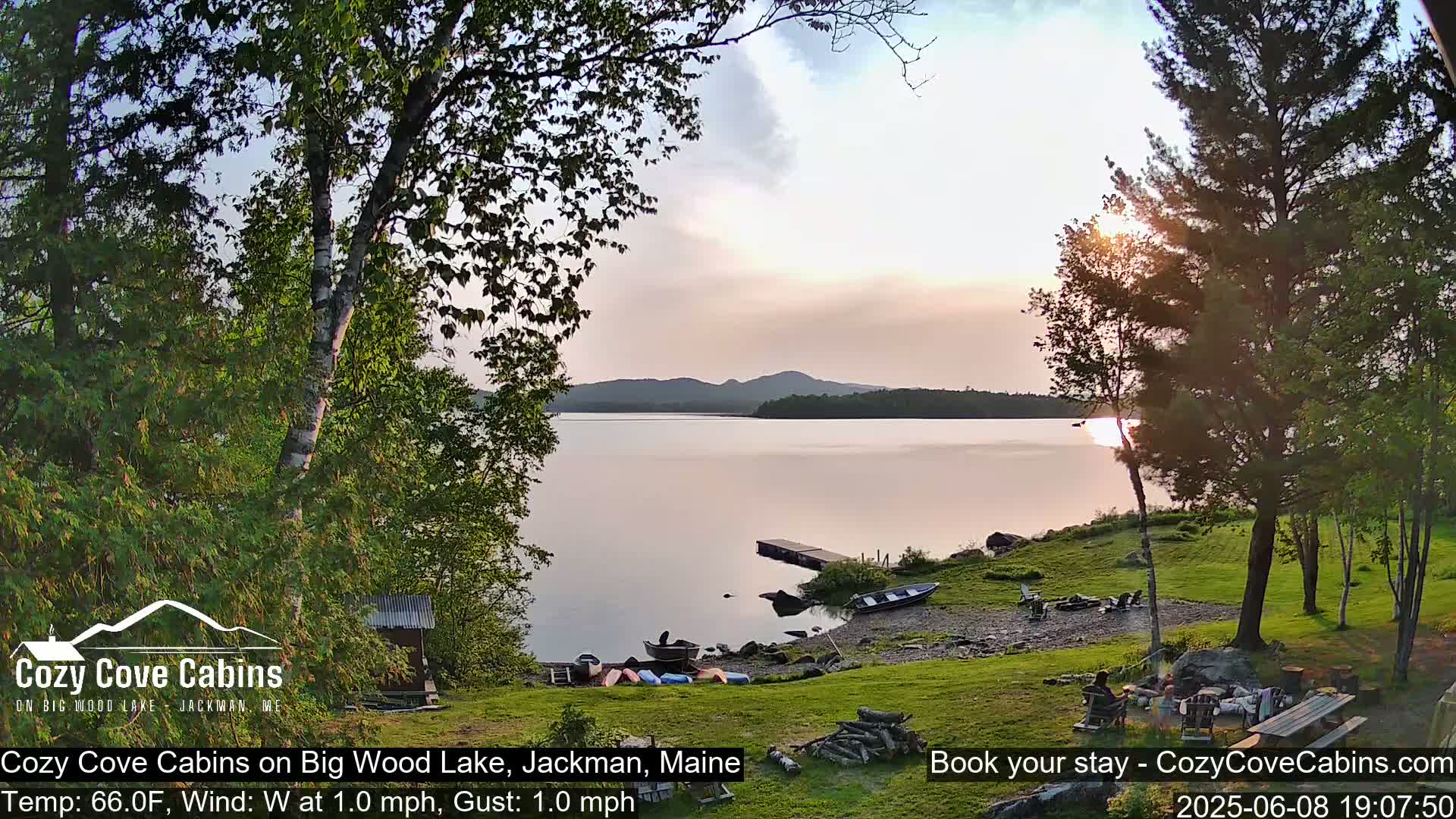 Cozy Cove Cabins, Wood Pond Live Cam - Jackman, Maine,  USA