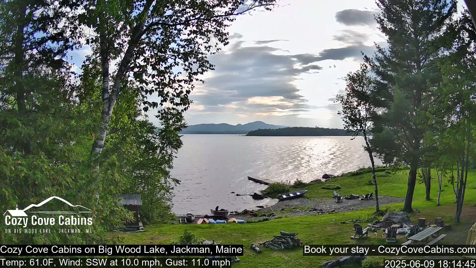 Cozy Cove Cabins, Wood Pond Live Cam - Jackman, Maine,  USA