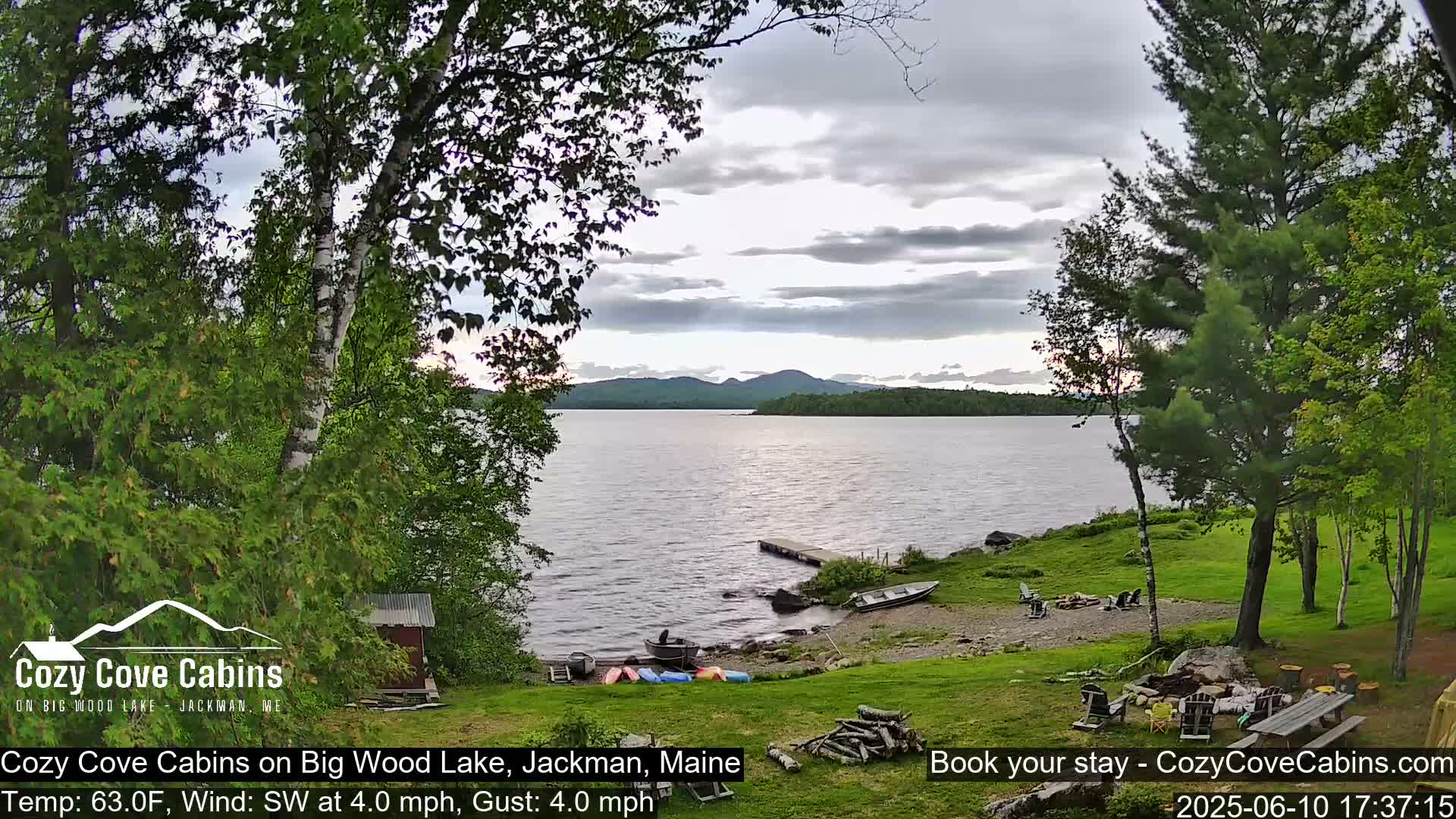 Cozy Cove Cabins, Wood Pond Live Cam - Jackman, Maine,  USA