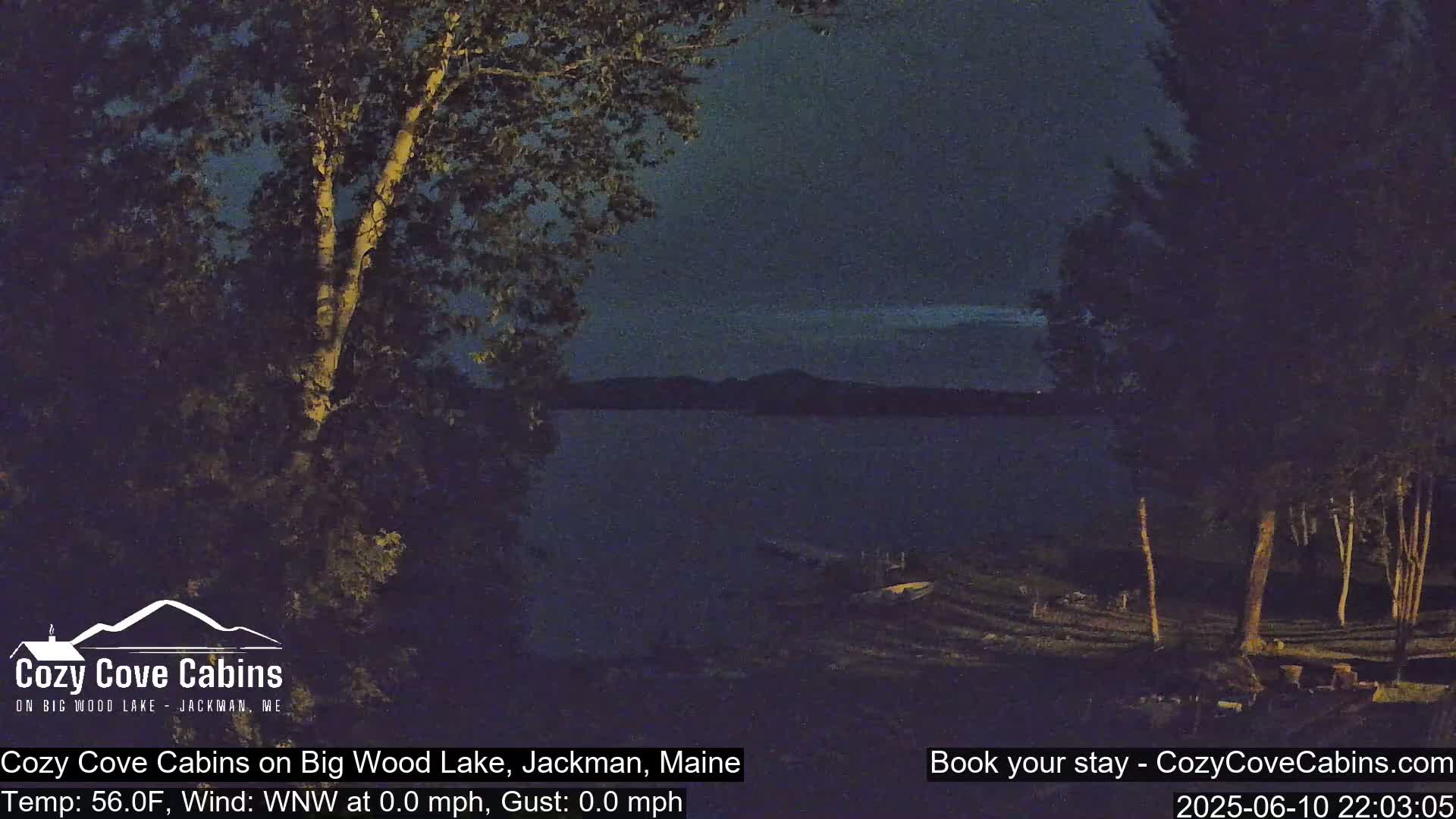 Cozy Cove Cabins, Wood Pond Live Cam - Jackman, Maine,  USA