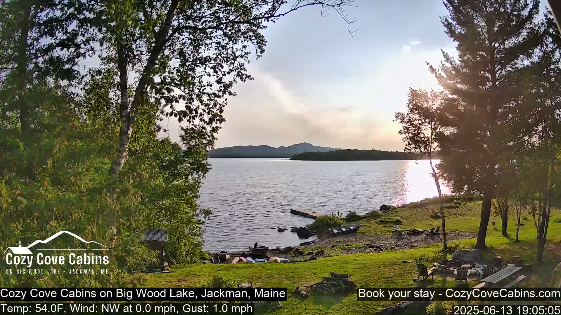 Cozy Cove Cabins, Wood Pond Live Cam - Jackman, Maine,  USA