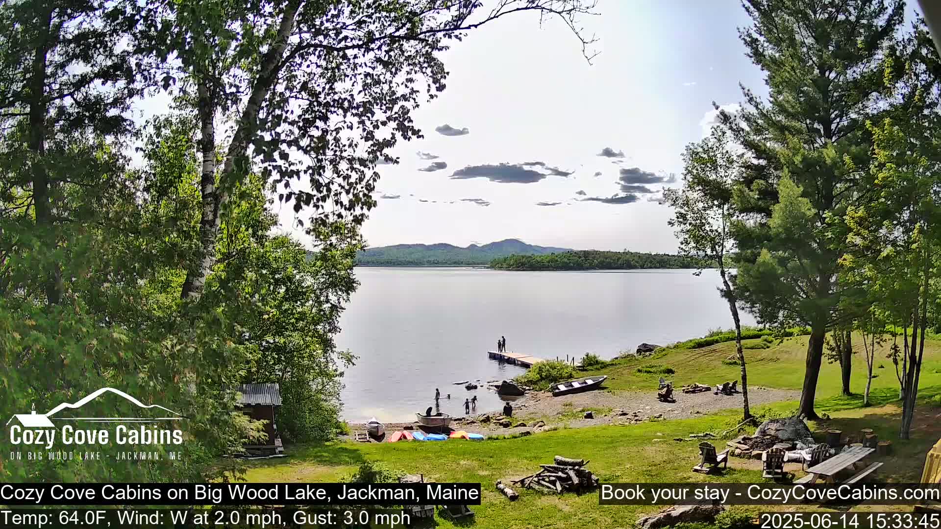 Cozy Cove Cabins, Wood Pond Live Cam - Jackman, Maine,  USA