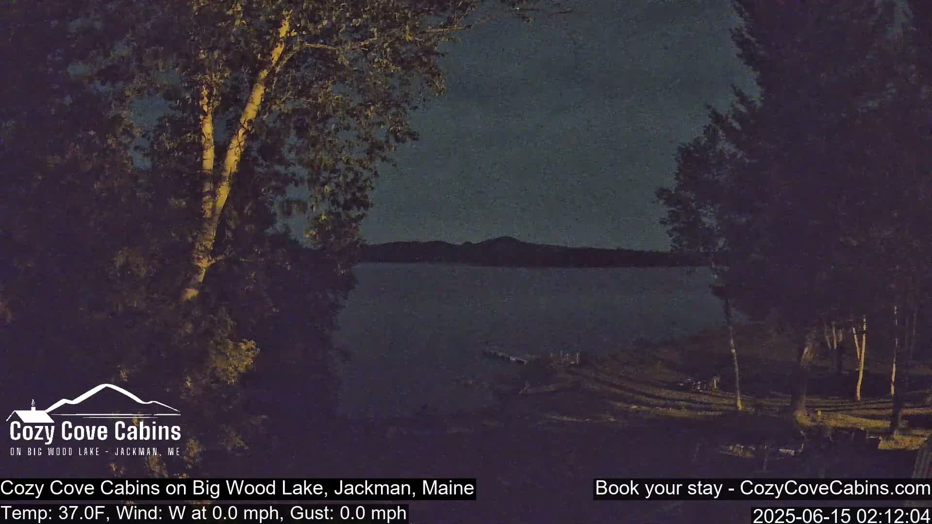 Cozy Cove Cabins, Wood Pond Live Cam - Jackman, Maine,  USA
