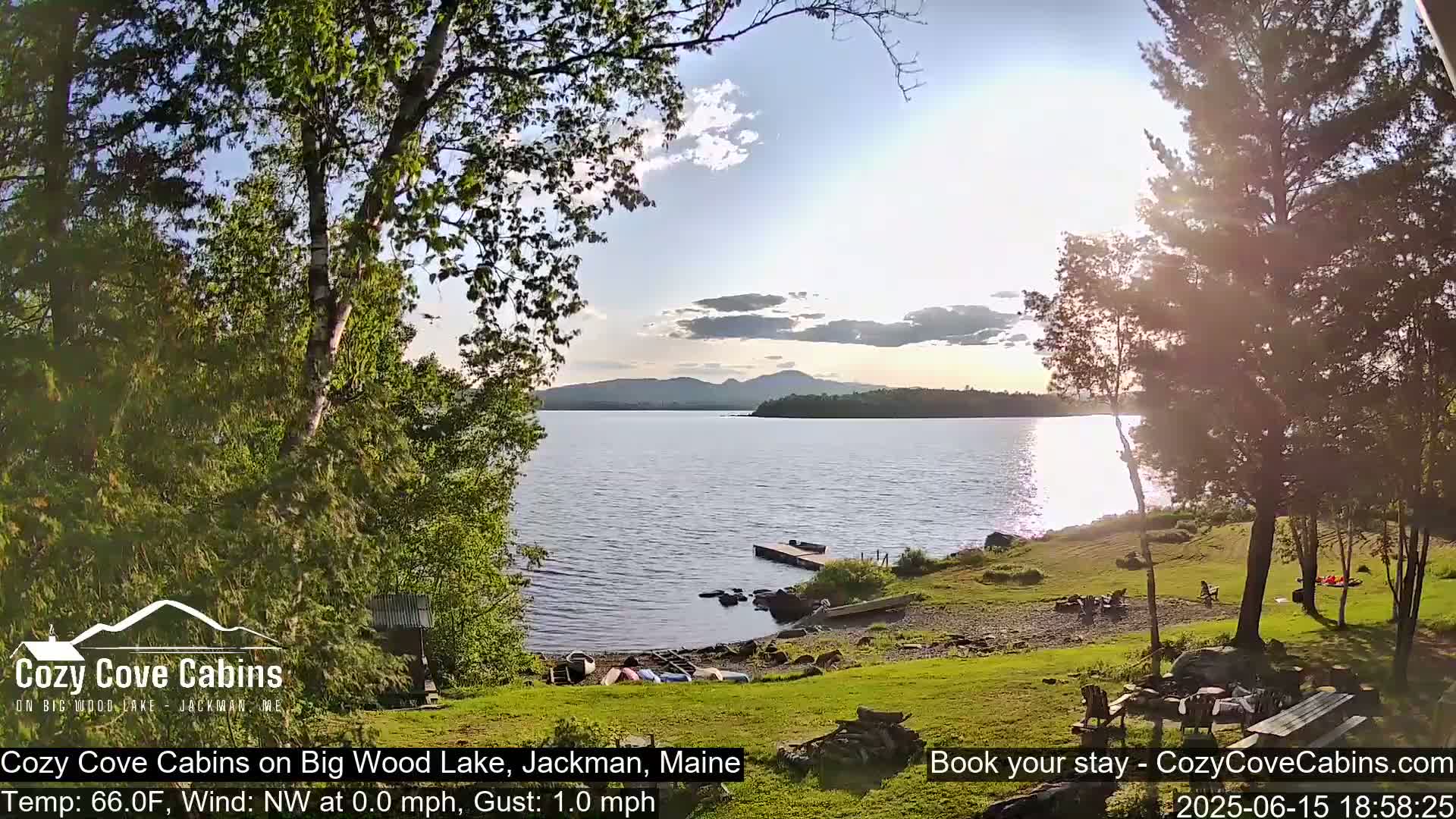 Cozy Cove Cabins, Wood Pond Live Cam - Jackman, Maine,  USA
