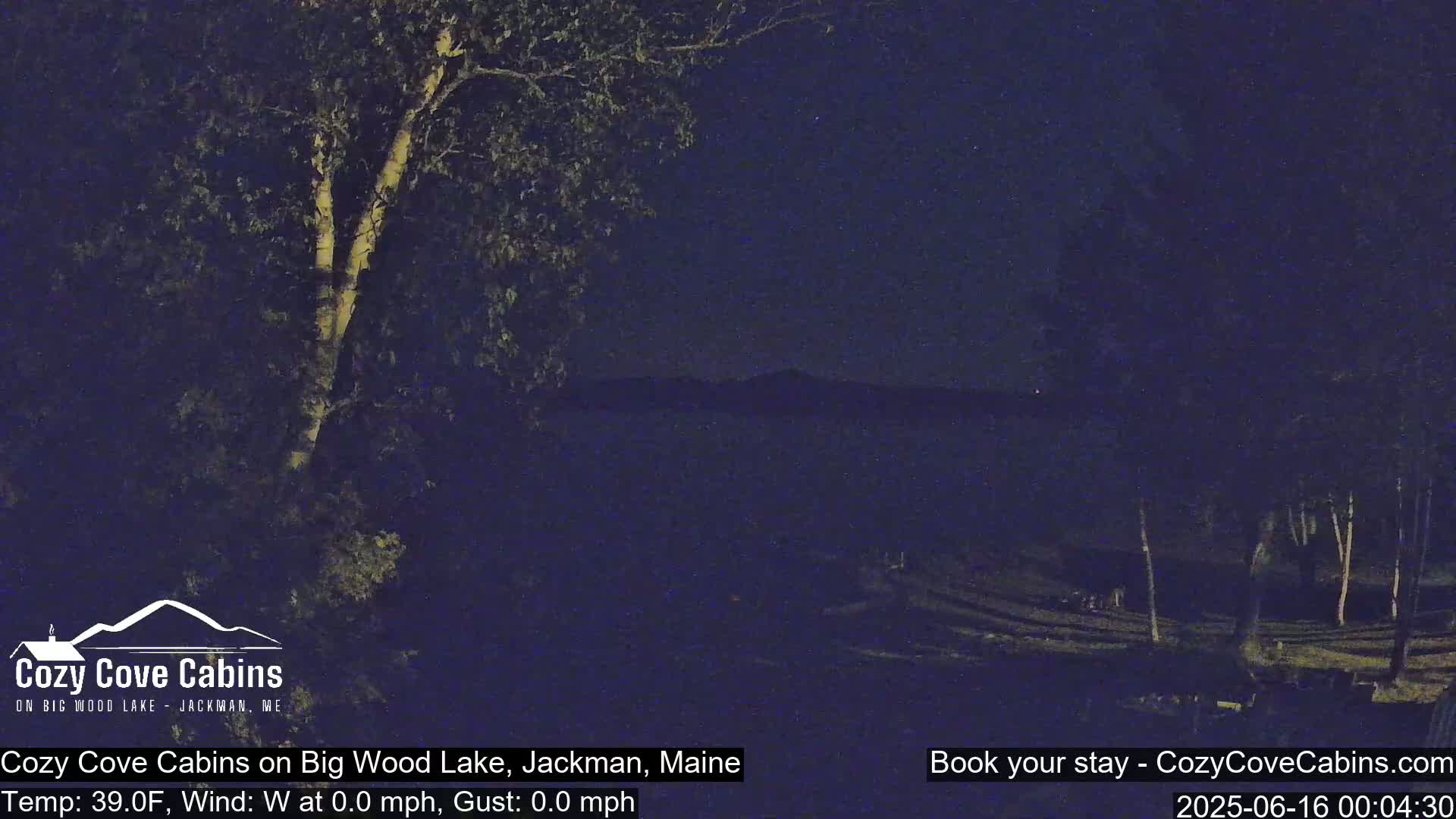 Cozy Cove Cabins, Wood Pond Live Cam - Jackman, Maine,  USA