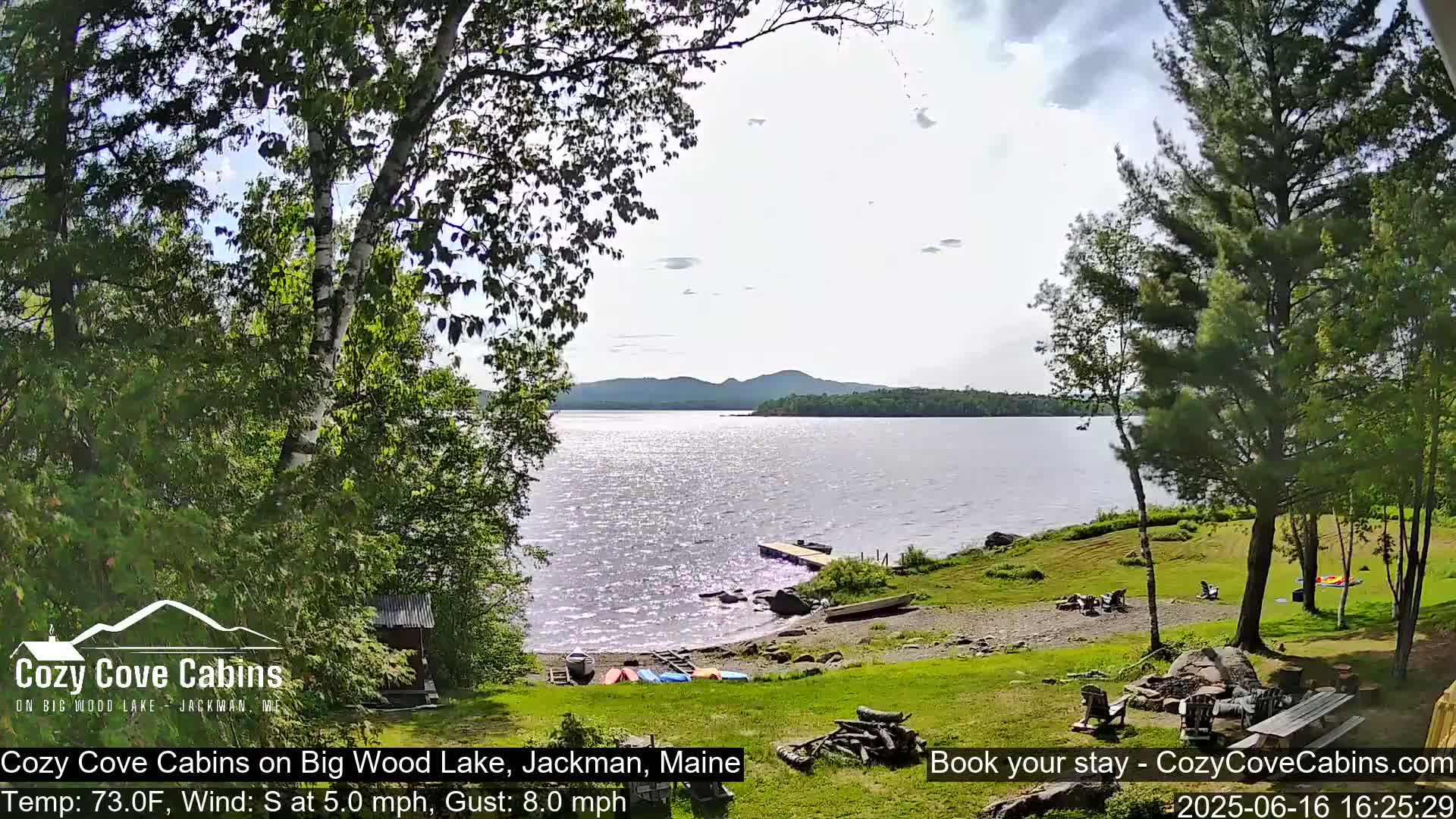 Cozy Cove Cabins, Wood Pond Live Cam - Jackman, Maine,  USA