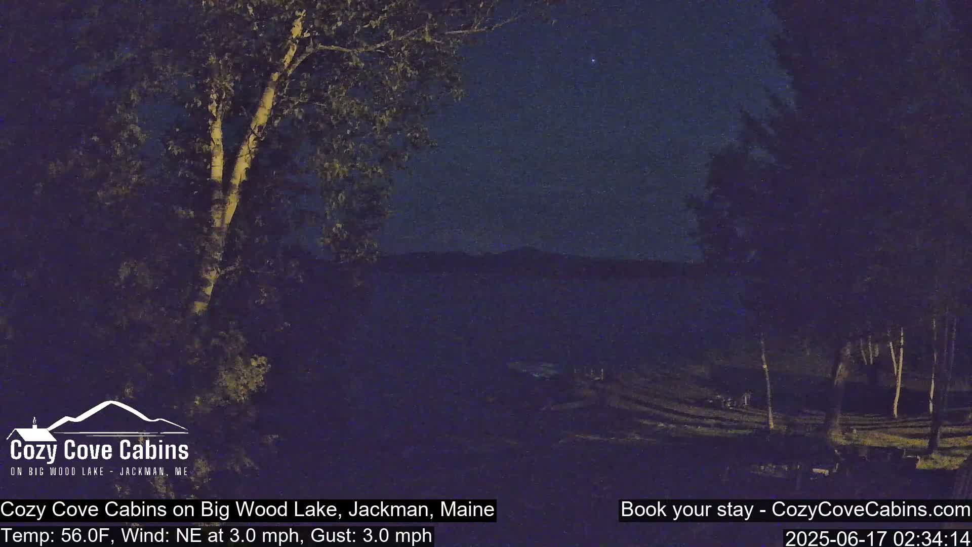 Cozy Cove Cabins, Wood Pond Live Cam - Jackman, Maine,  USA