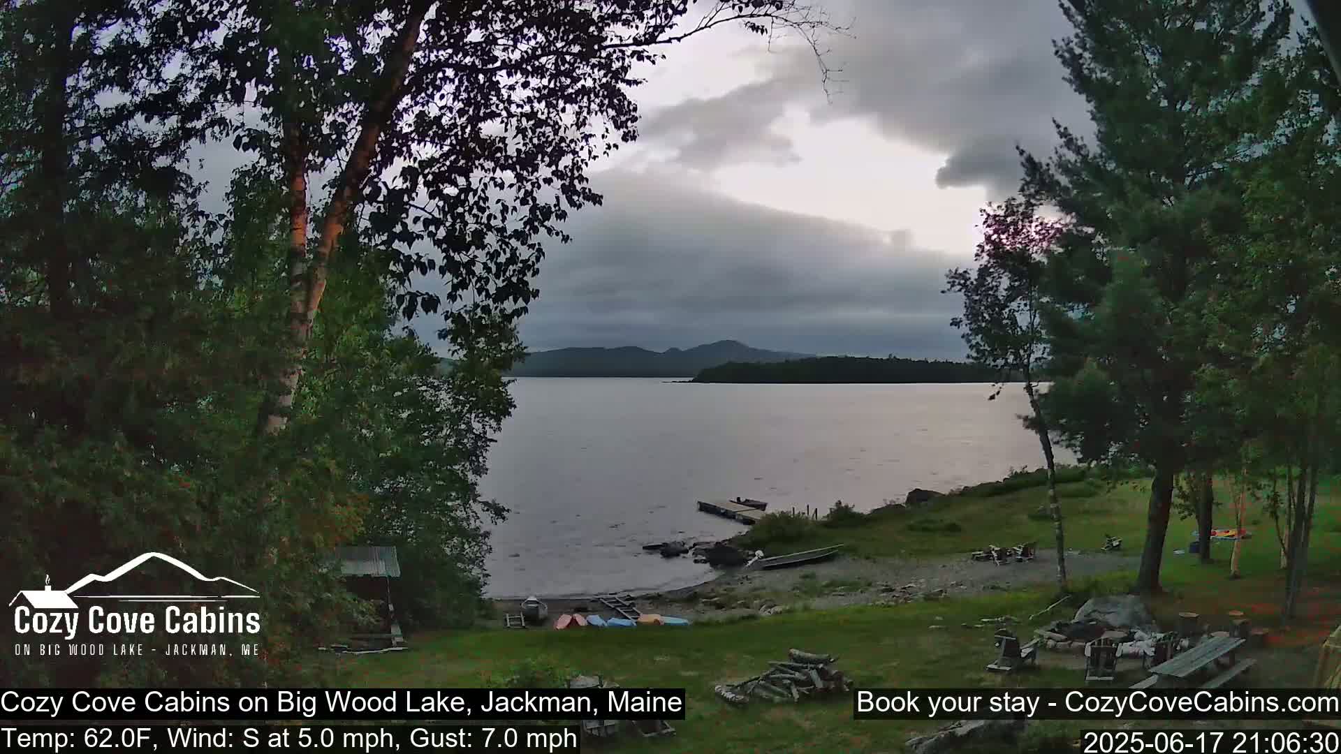 Cozy Cove Cabins, Wood Pond Live Cam - Jackman, Maine,  USA