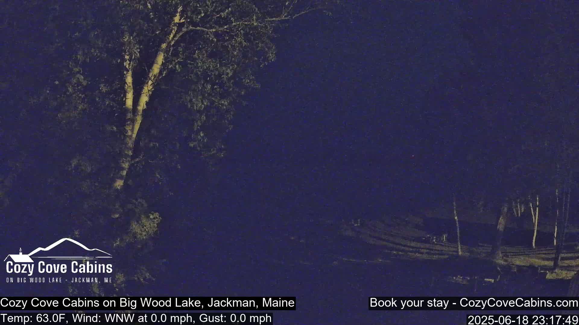 Cozy Cove Cabins, Wood Pond Live Cam - Jackman, Maine,  USA