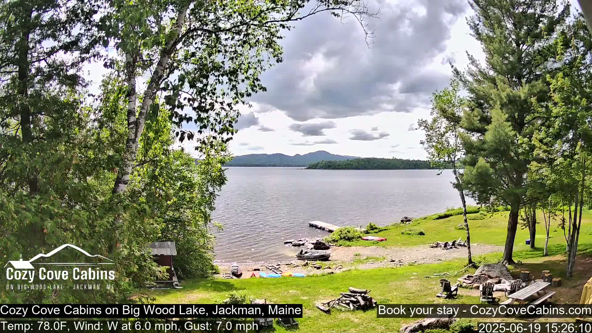 Cozy Cove Cabins, Wood Pond Live Cam - Jackman, Maine,  USA