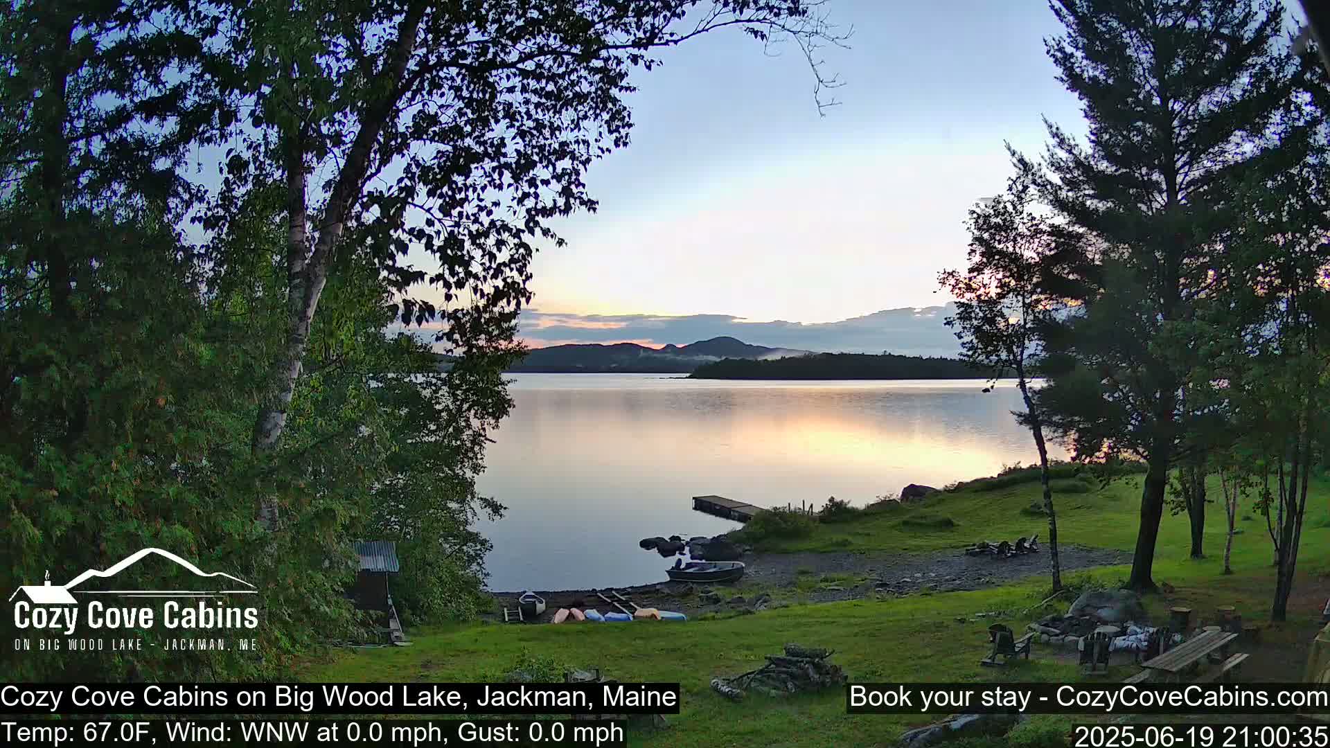 Cozy Cove Cabins, Wood Pond Live Cam - Jackman, Maine,  USA