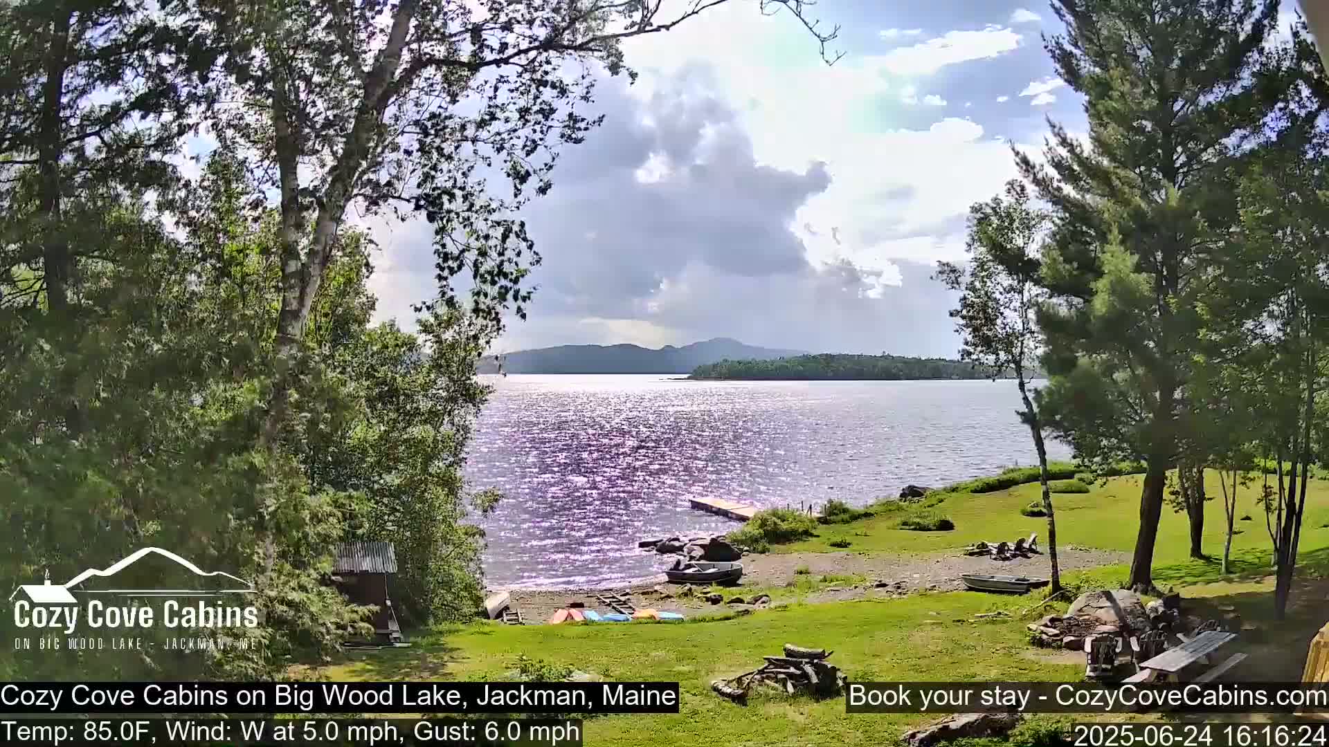 Cozy Cove Cabins, Wood Pond Live Cam - Jackman, Maine,  USA