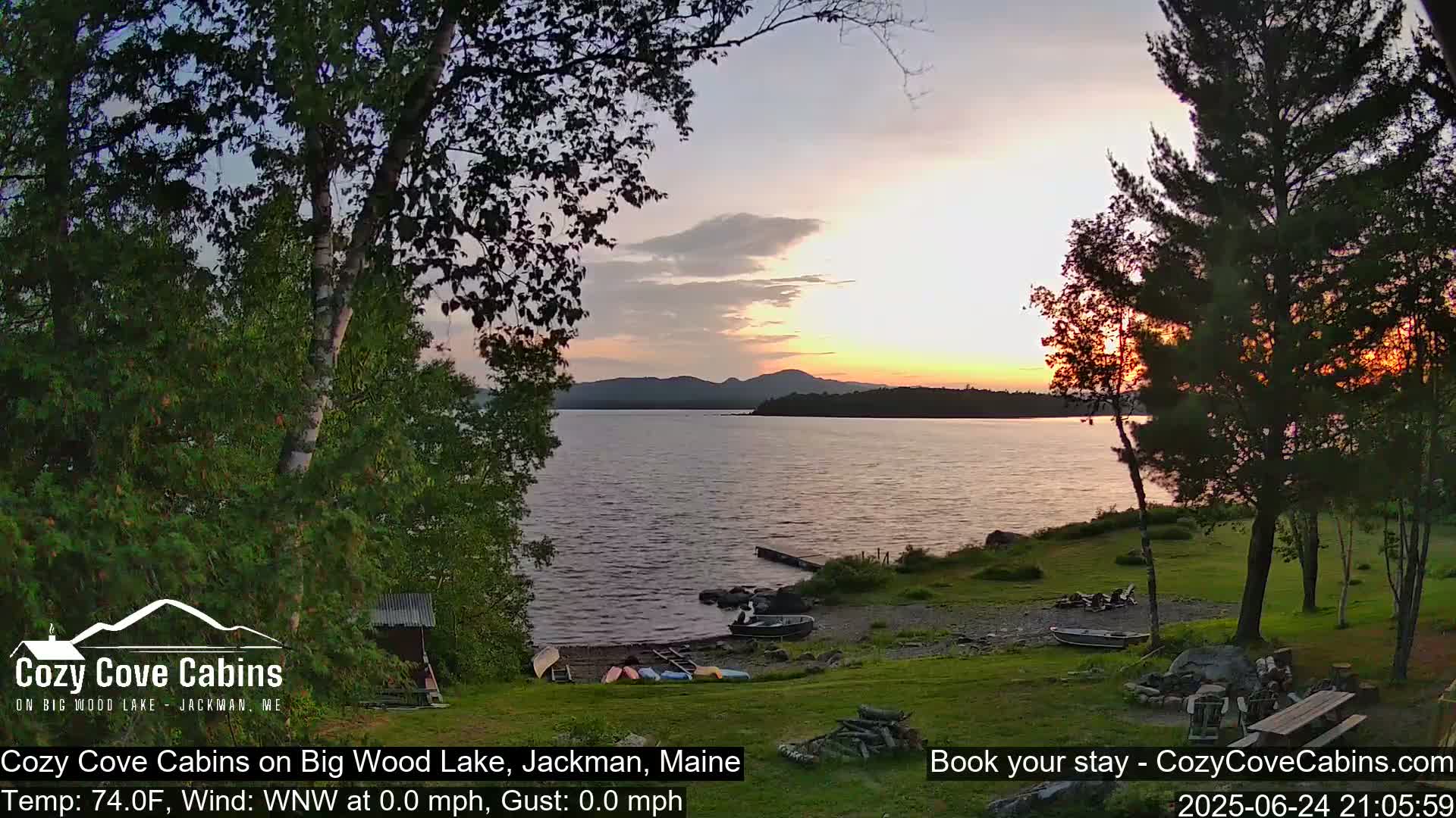 Cozy Cove Cabins, Wood Pond Live Cam - Jackman, Maine,  USA