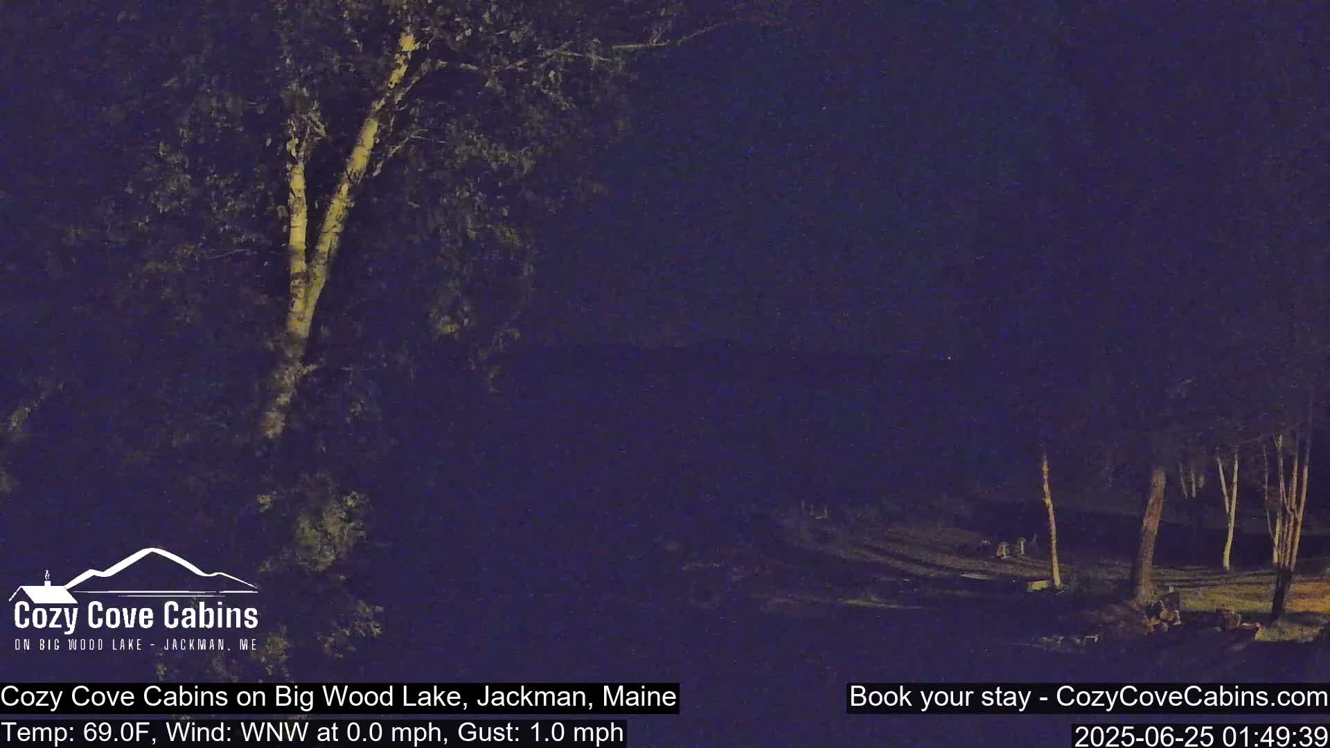 Cozy Cove Cabins, Wood Pond Live Cam - Jackman, Maine,  USA