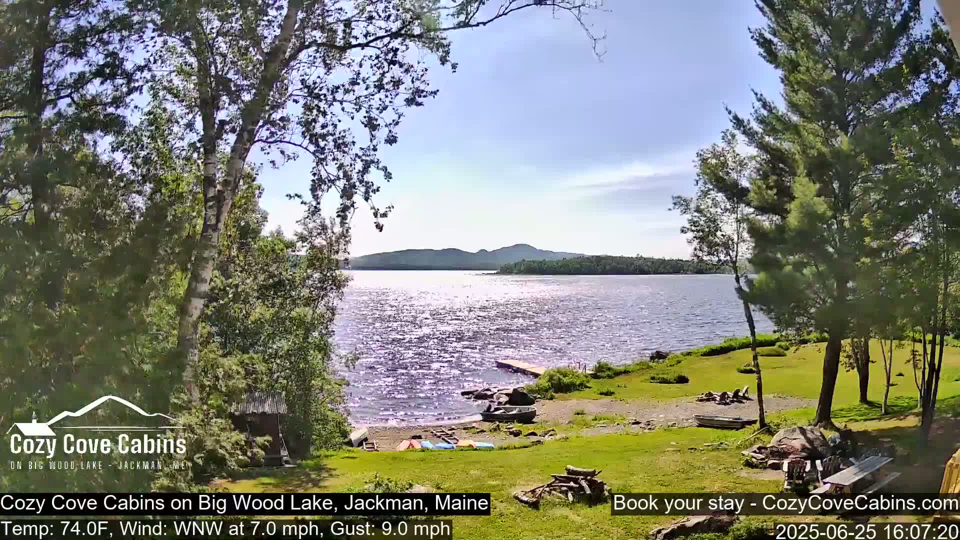 Cozy Cove Cabins, Wood Pond Live Cam - Jackman, Maine,  USA