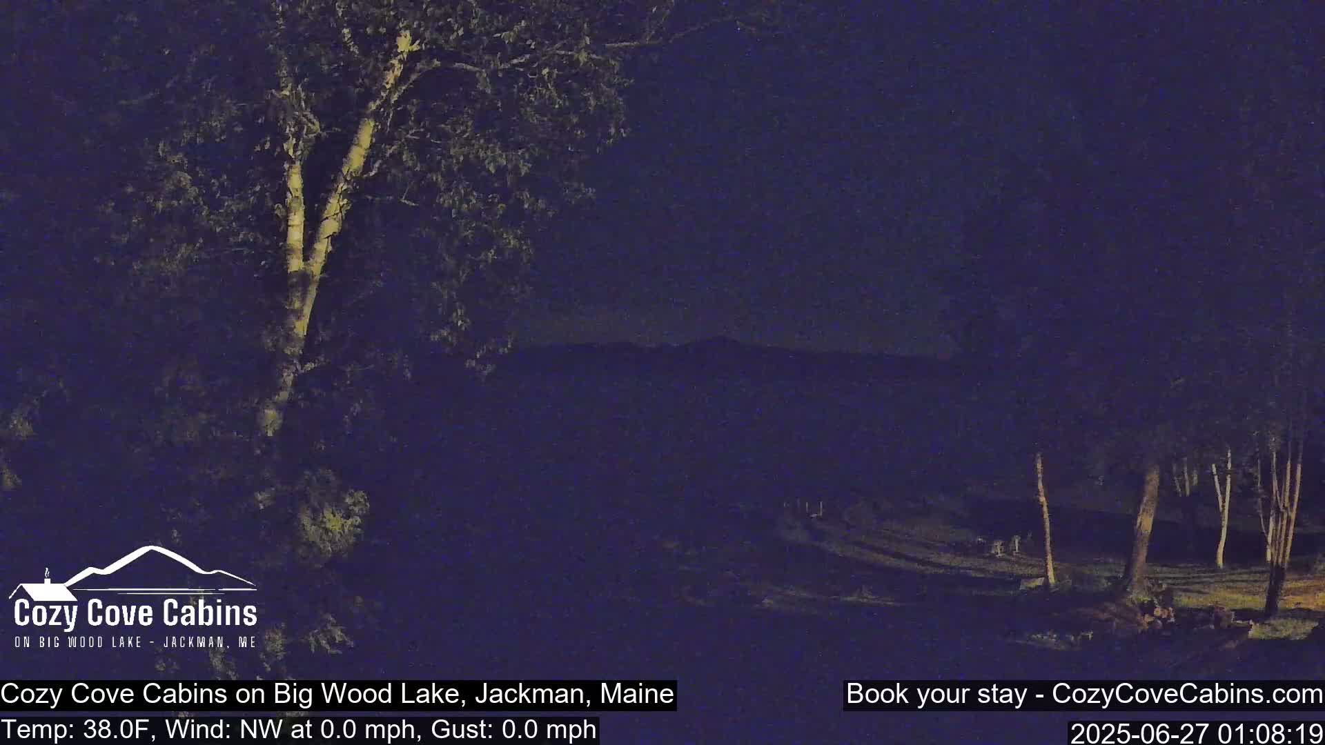 Cozy Cove Cabins, Wood Pond Live Cam - Jackman, Maine,  USA