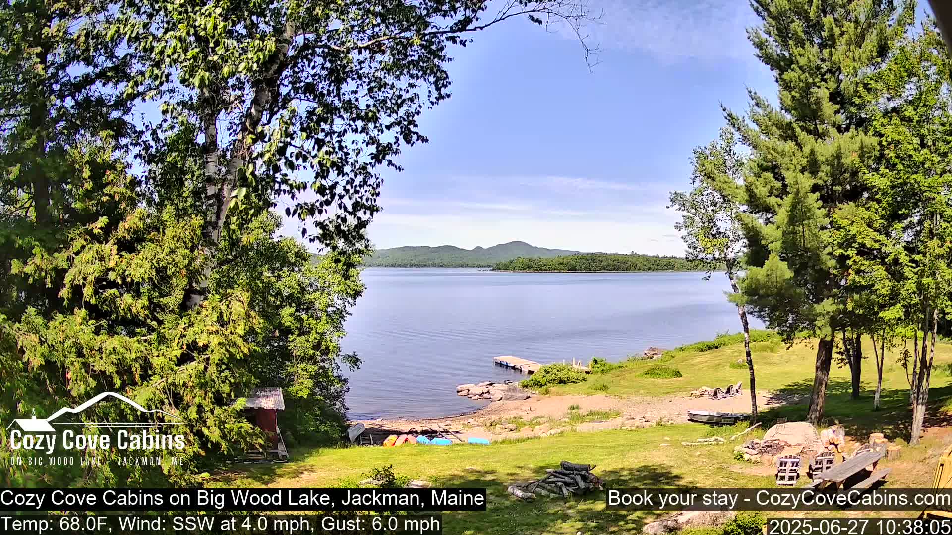 Cozy Cove Cabins, Wood Pond Live Cam - Jackman, Maine,  USA