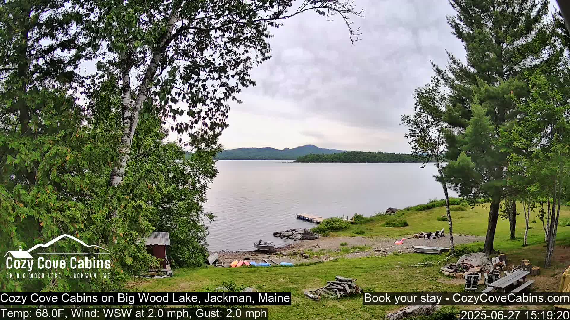 Cozy Cove Cabins, Wood Pond Live Cam - Jackman, Maine,  USA
