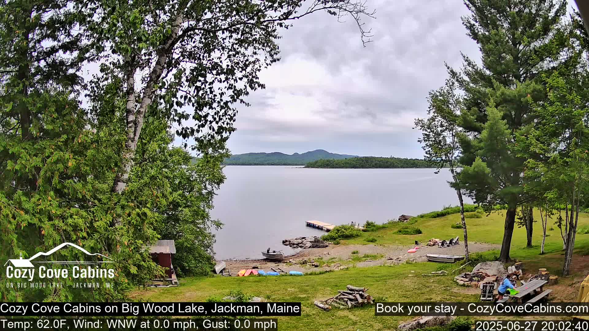 Cozy Cove Cabins, Wood Pond Live Cam - Jackman, Maine,  USA