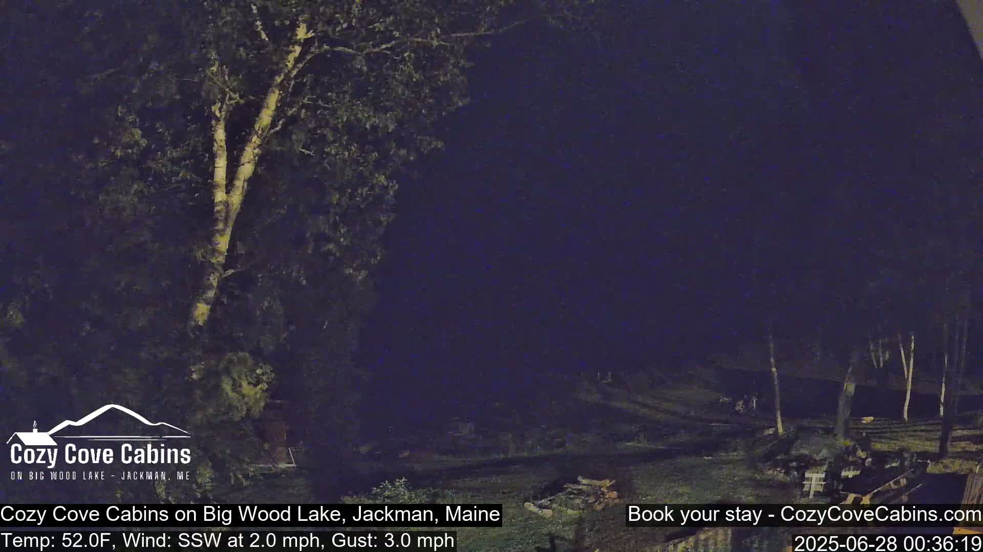 Cozy Cove Cabins, Wood Pond Live Cam - Jackman, Maine,  USA