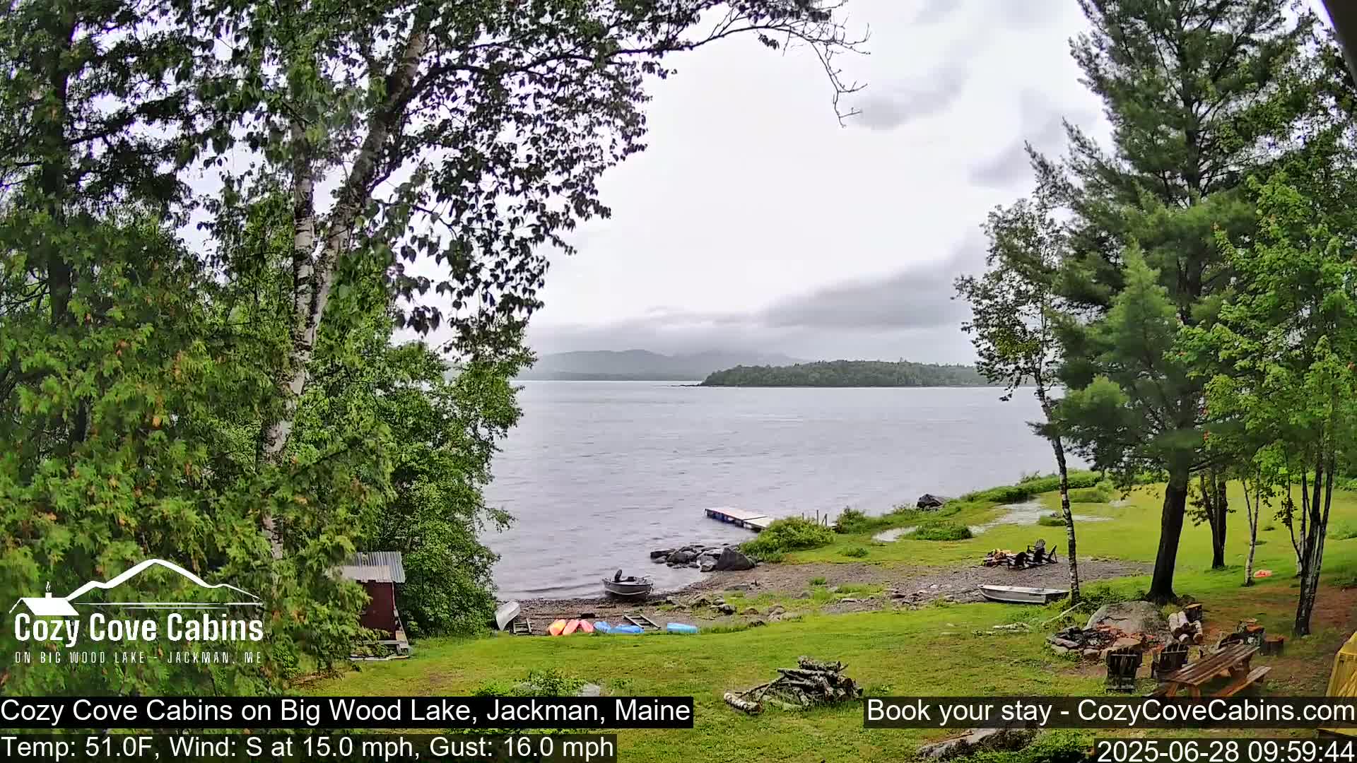 Cozy Cove Cabins, Wood Pond Live Cam - Jackman, Maine,  USA