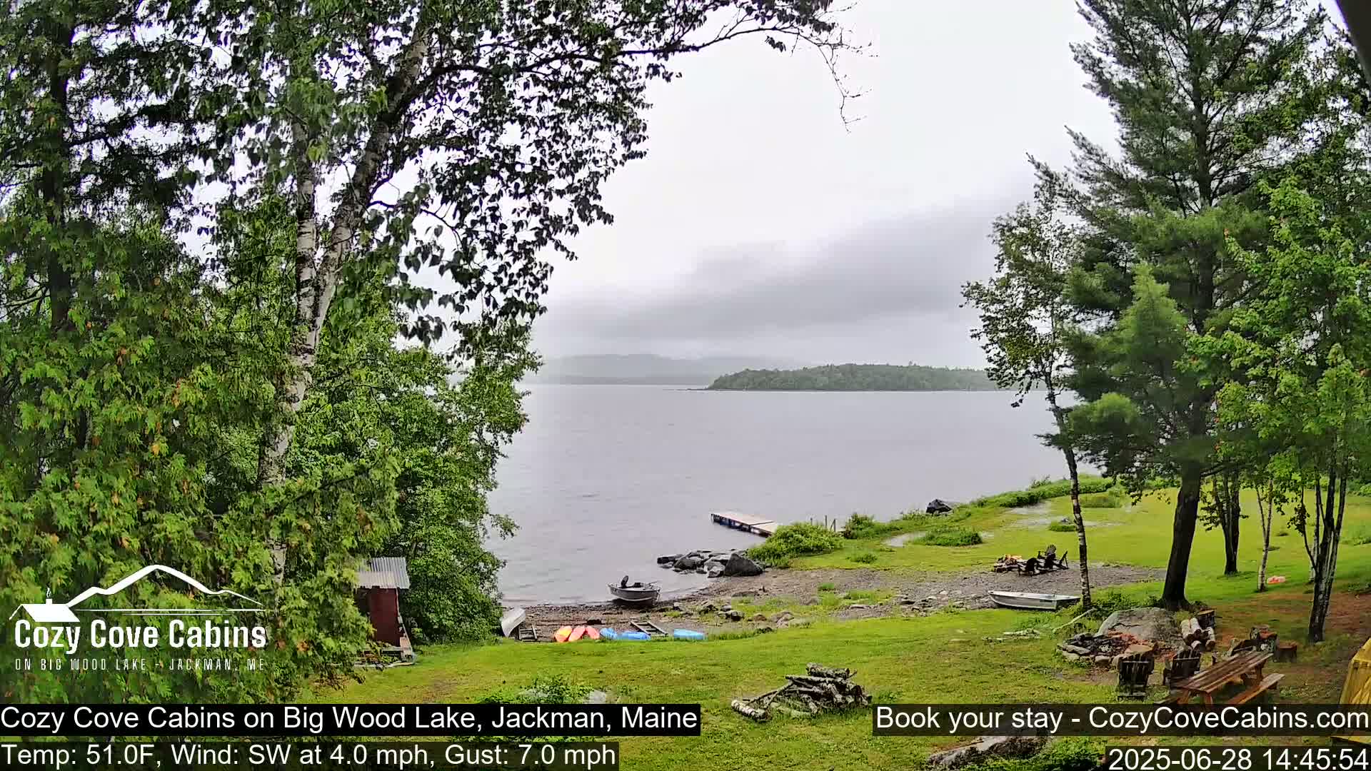 Cozy Cove Cabins, Wood Pond Live Cam - Jackman, Maine,  USA
