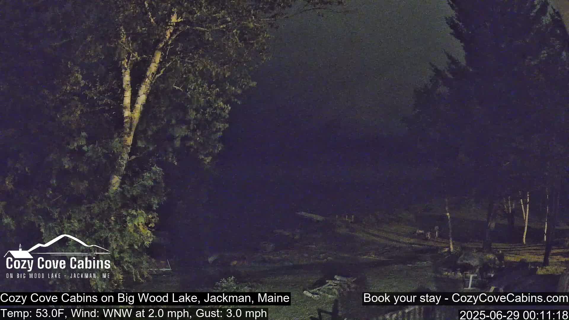 Cozy Cove Cabins, Wood Pond Live Cam - Jackman, Maine,  USA